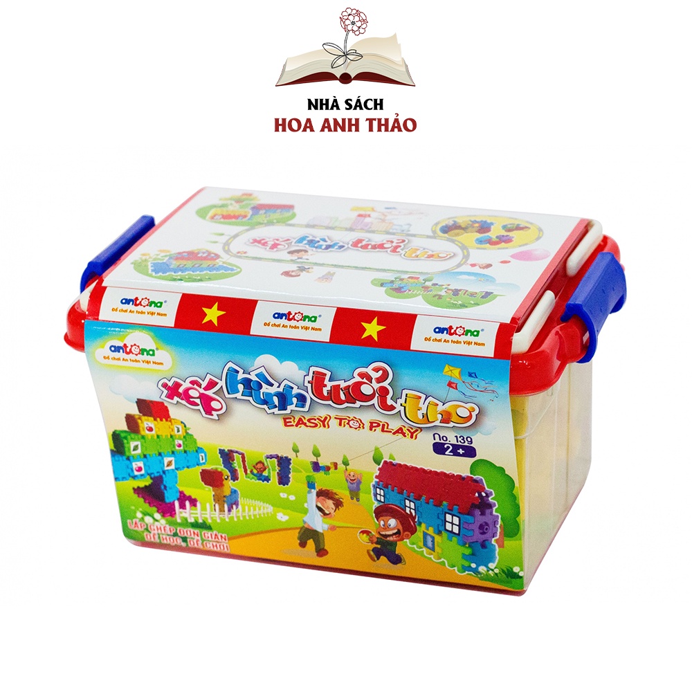 Đồ chơi Antona lắp ghép xếp hình tuổi thơ 45 chi tiết ( hộp nhựa )