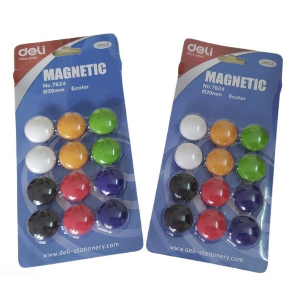 Vỉ nam châm màu dính bảng dạy học Deli 7824