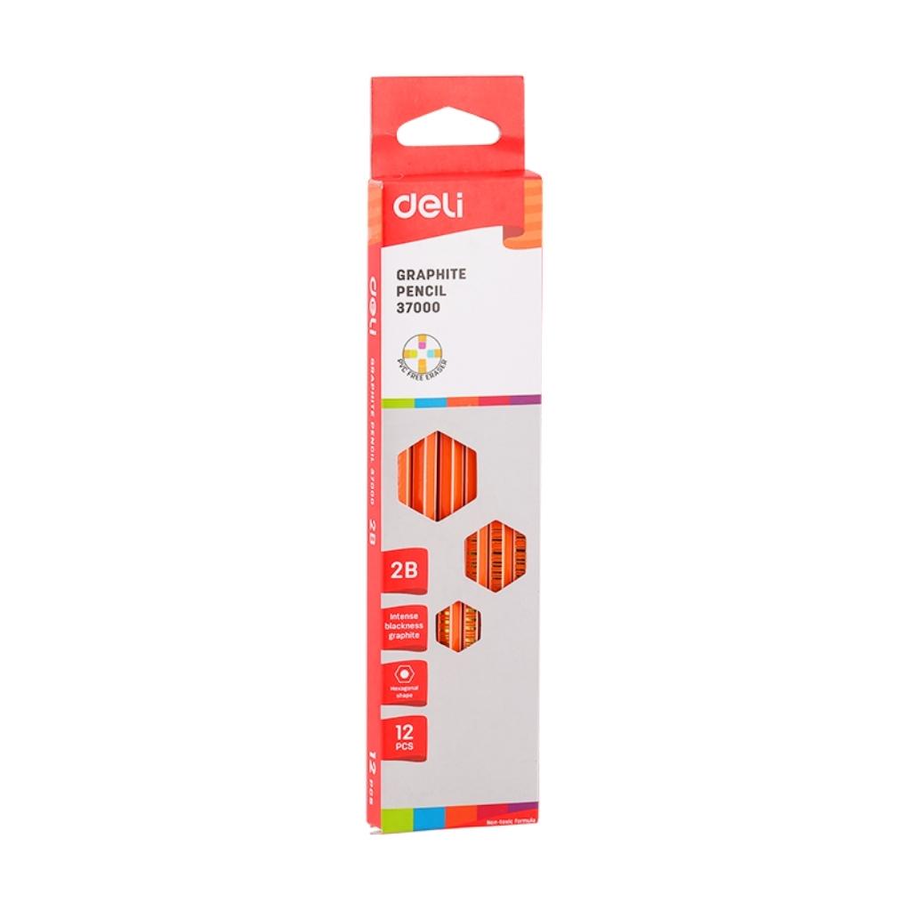 Bút chì gỗ 2B Deli có đầu tẩy