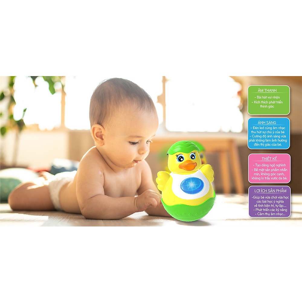 Đồ chơi lật đật hình vịt Antona có âm thanh và đèn thông minh