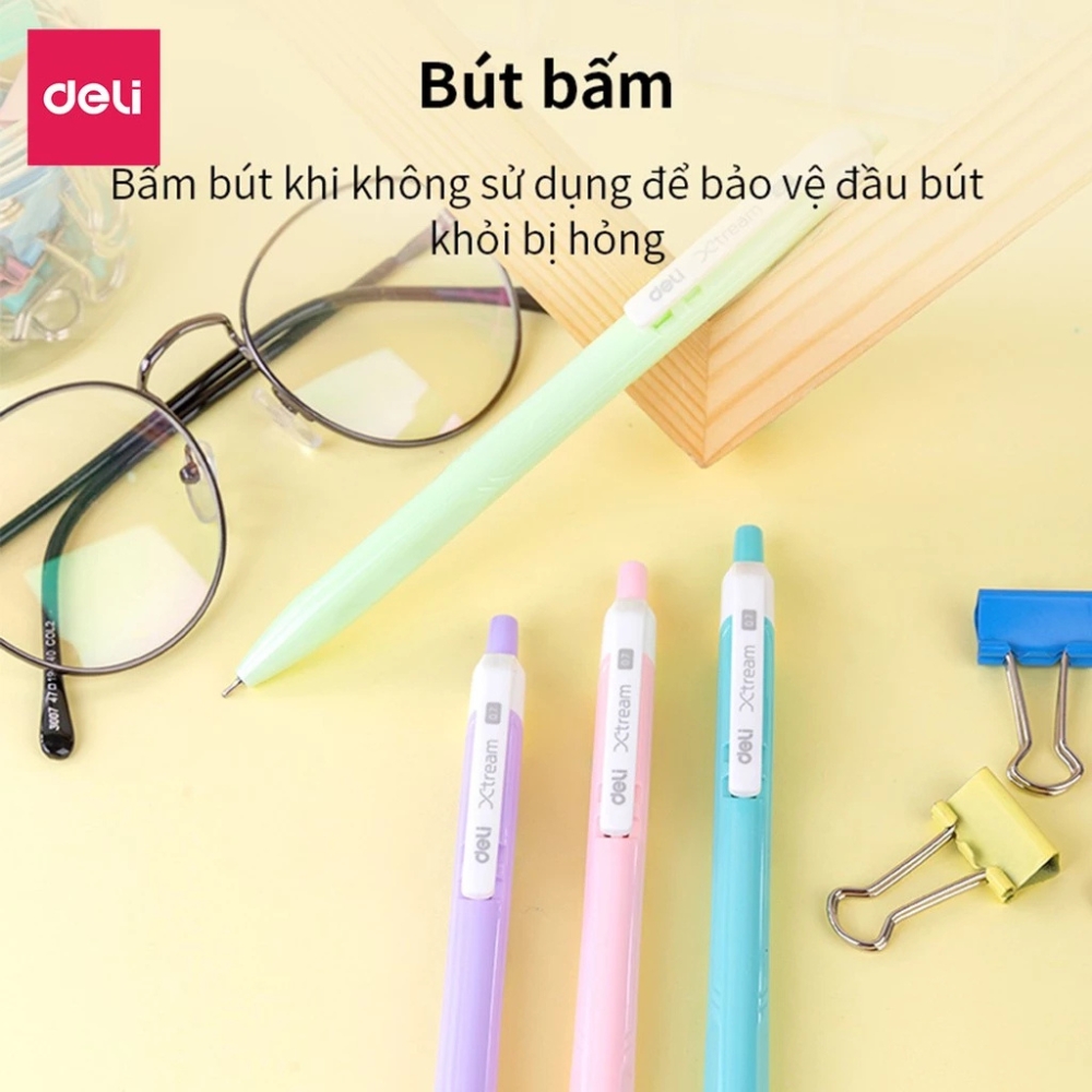 Bút Bi Deli Q033 36 Ngòi 0.7mm Màu Xanh Viết Đầu Trơn Phù Hợp Cho Học Sinh, Văn Phòng