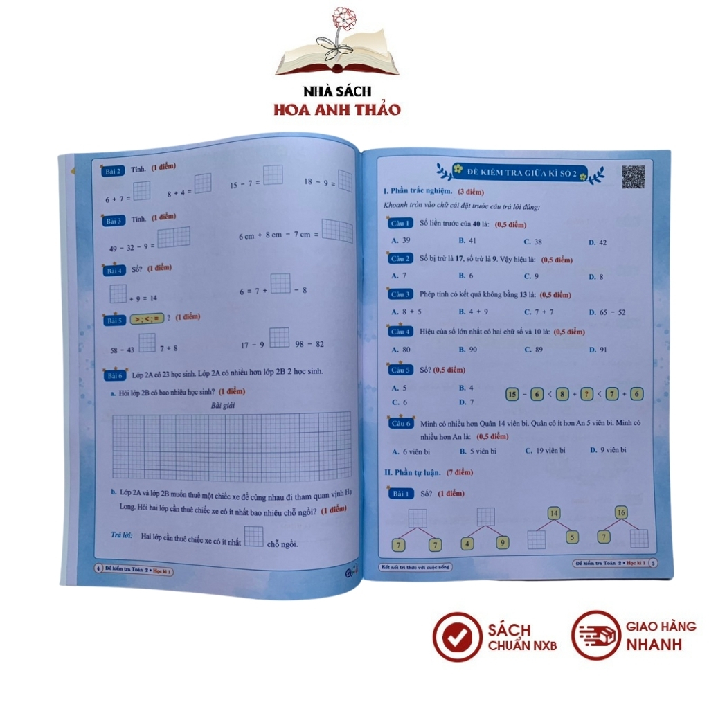 Combo 4 cuốn - Bài tập tuần và đề kiểm tra Toán và Tiếng Việt lớp 2 - Kết Nối Tri Thức - Học kỳ 1
