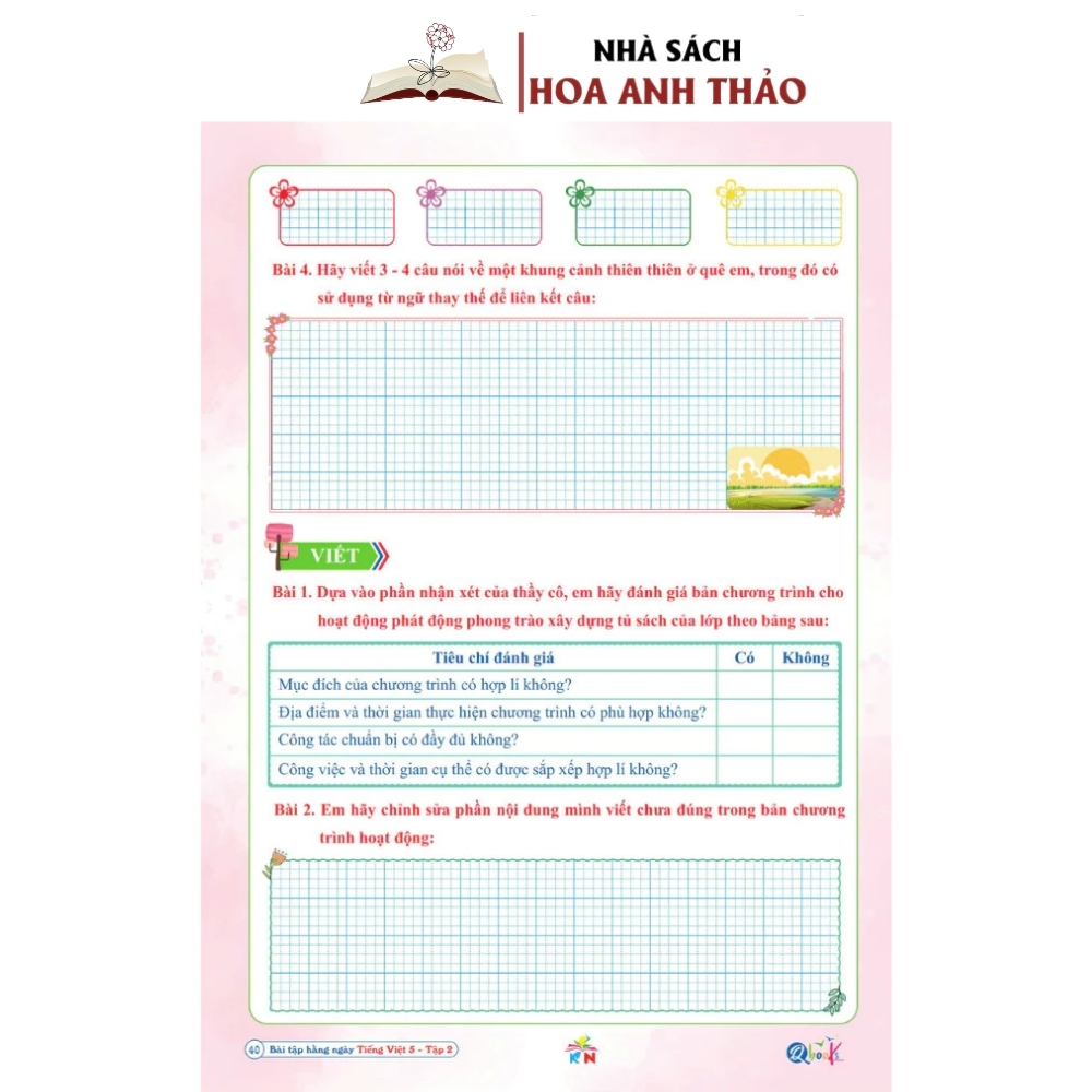 Combo 2 Cuốn Bài Tập Hàng Ngày Toán Và Tiếng Việt Lớp 5 tập 2 - Kết Nối Tri Thức