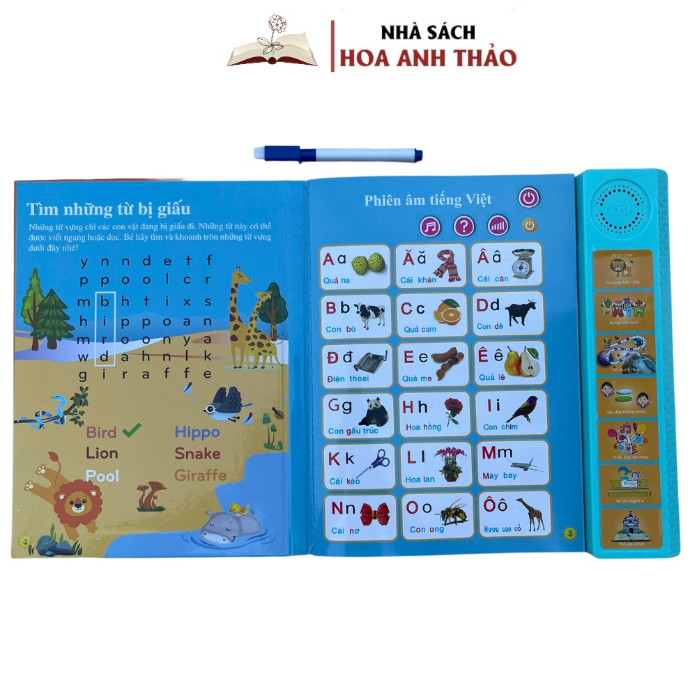 Sách Nói - Song Ngữ Anh - Việt Thanh Nga Thông Minh Tương Tác Giáo Dục Sớm Cho Trẻ Em 3+
