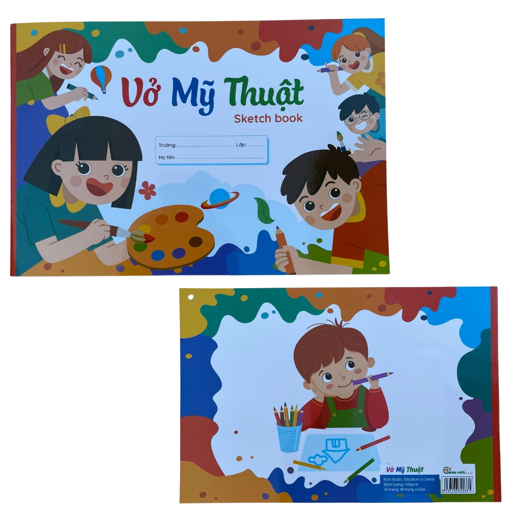Vở Vẽ Mỹ Thuật Khổ A4 Định Lượng 100gsm, 40 Trang Cả Bìa