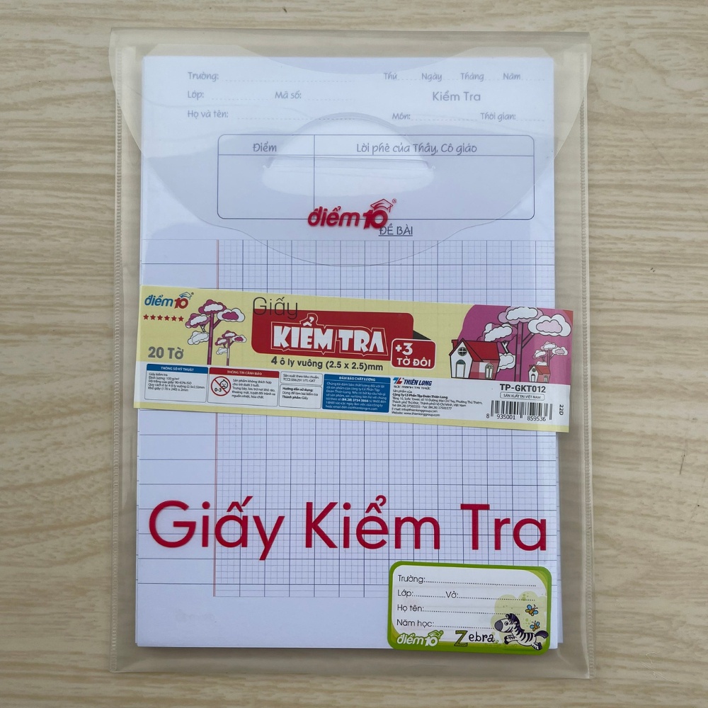 Giấy Kiểm Tra  Điểm 10 Thiên Long ( TP-GKT012, TP-GKT06 )