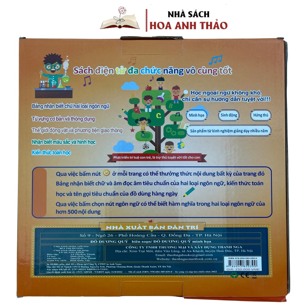 Sách Nói - Song Ngữ Anh - Việt Thanh Nga Thông Minh Tương Tác Giáo Dục Sớm Cho Trẻ Em 3+