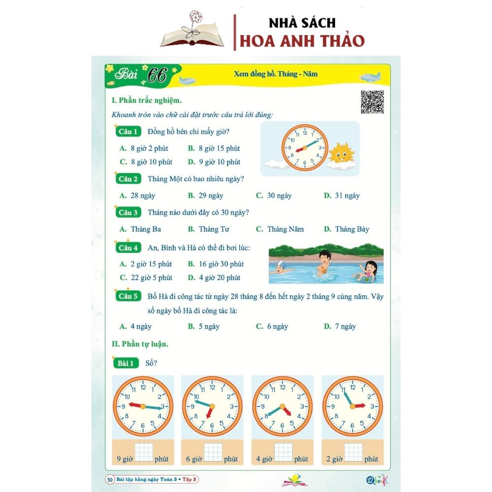 Combo 2 quyển  Bài Tập Hàng Ngày Toán Và Tiếng Việt Lớp 3 tập 2 KNTT