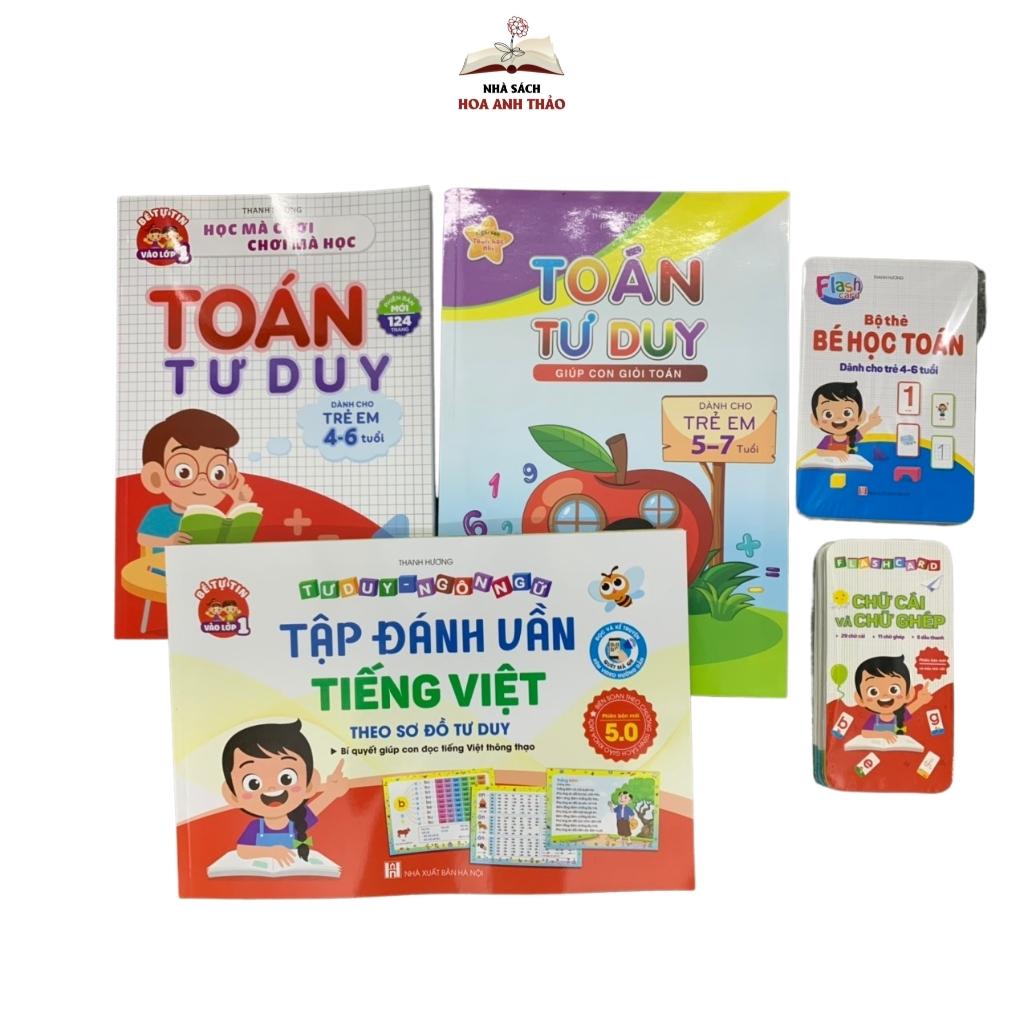 Combo 3 quyển Tập đánh vần tiếng Việt kèm file video quét mã QR 5.0 và toán tư duy quyển 1 và 2 kèm 2 bộ thẻ toán - TV