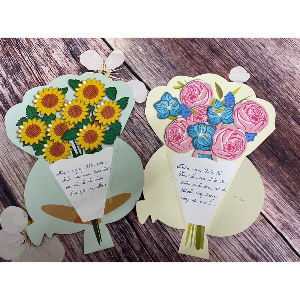 Thiệp Bó Hoa 3D Kèm Hoa Rời