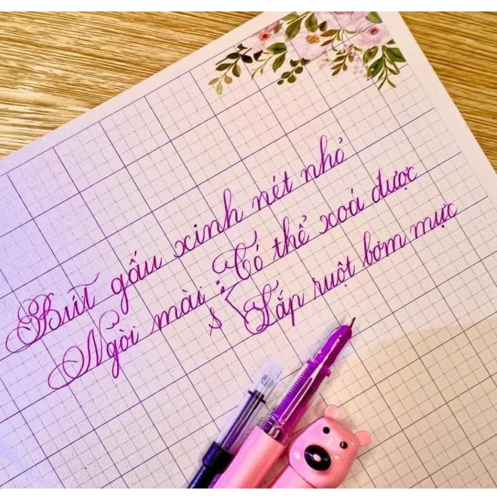Bút Máy Xoá Được Hình Gấu Ngòi Kim Tinh Mài