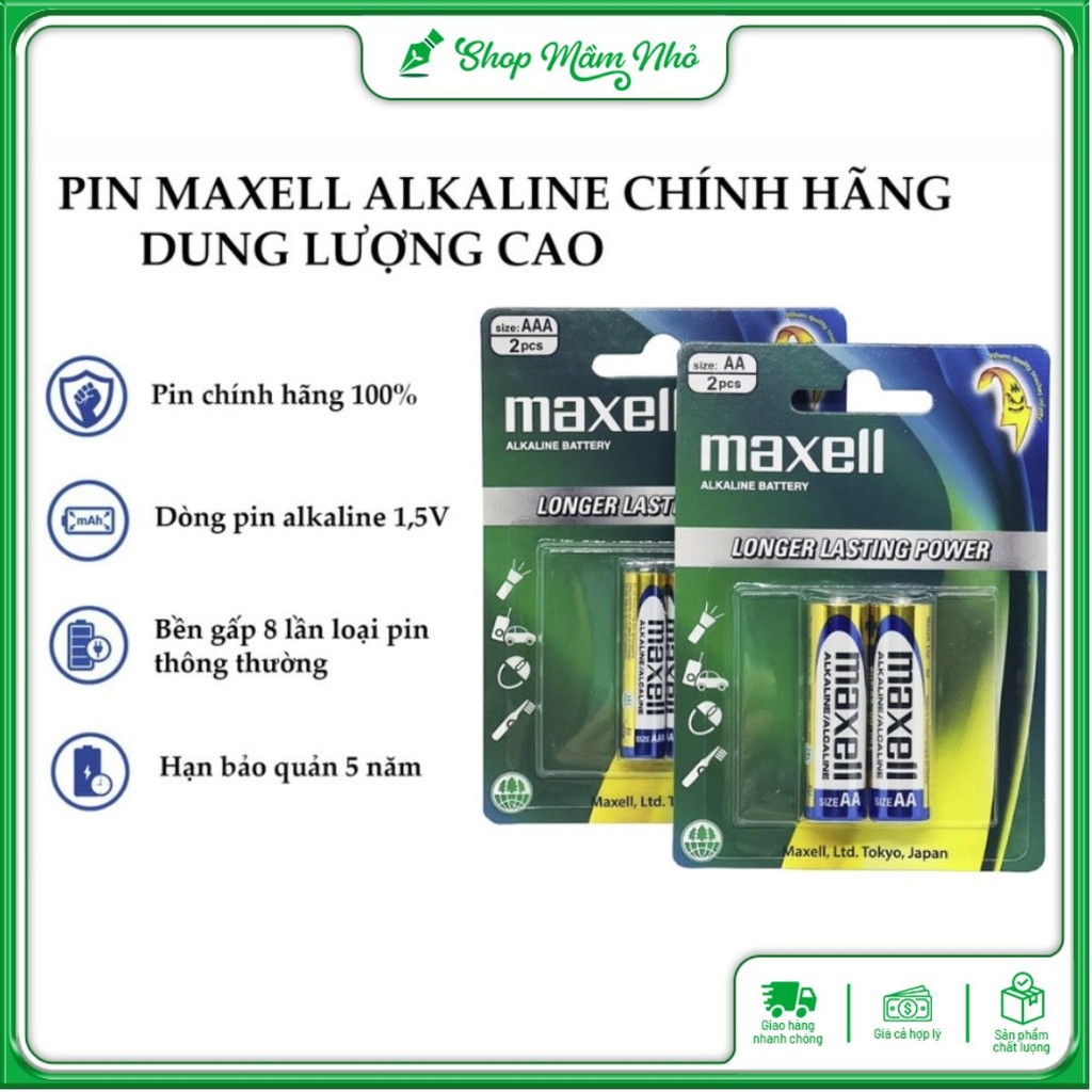 Pin AA , Pin AAA Maxell Alkaline 1.5V Vỉ 2 Viên Chính Hãng