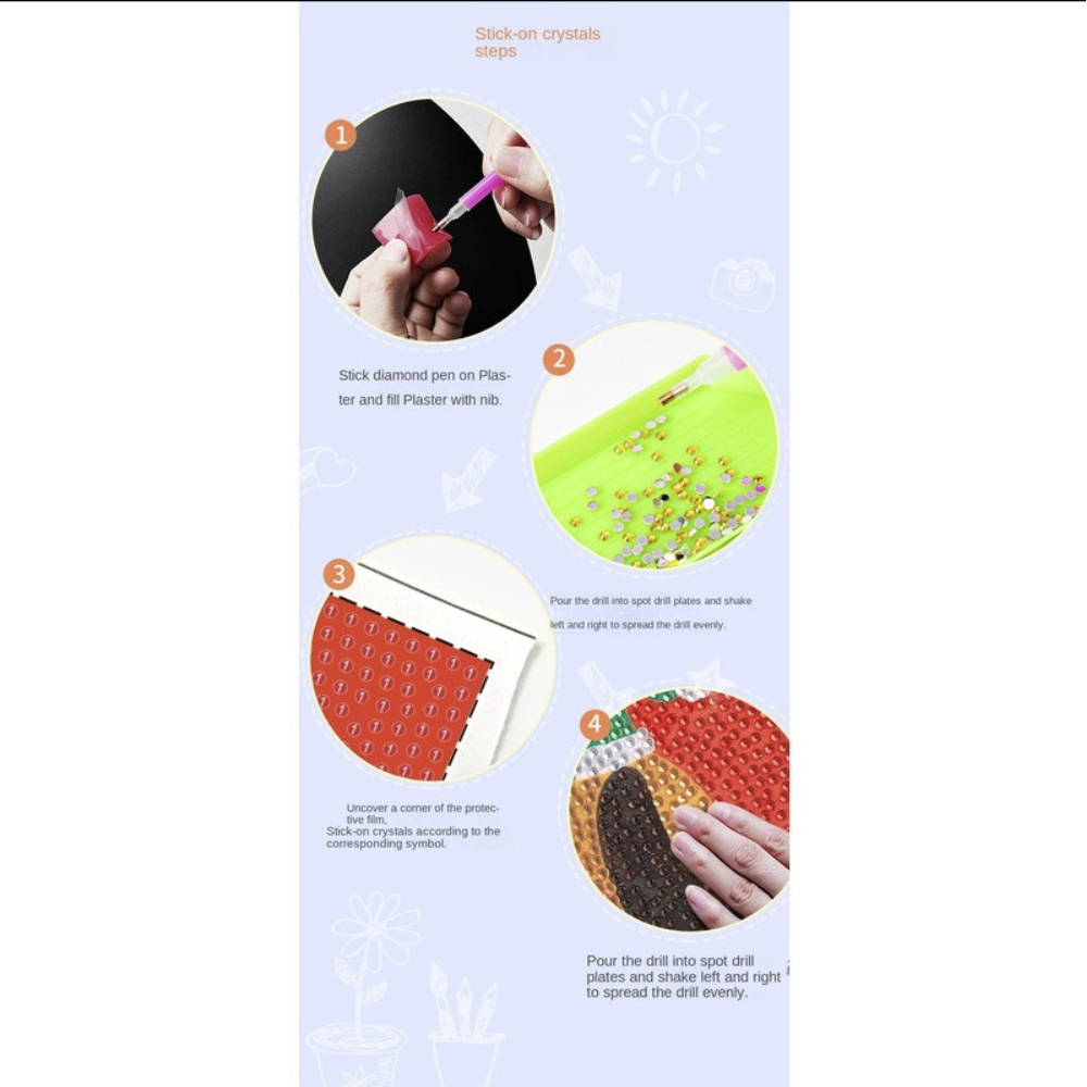 Tranh Đính Đá Thủ Công 5D DIY Hình Dễ Thương Có Kèm Khung Đỡ