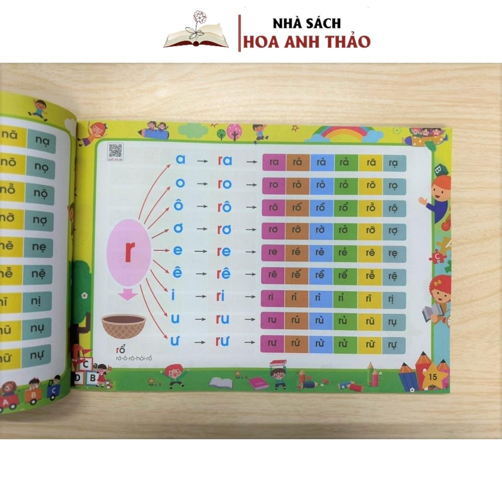 Sách - Tập đánh vần tiếng việt phiên bản mới 2025 kèm file đọc và video hướng dẫn cách ghép vần