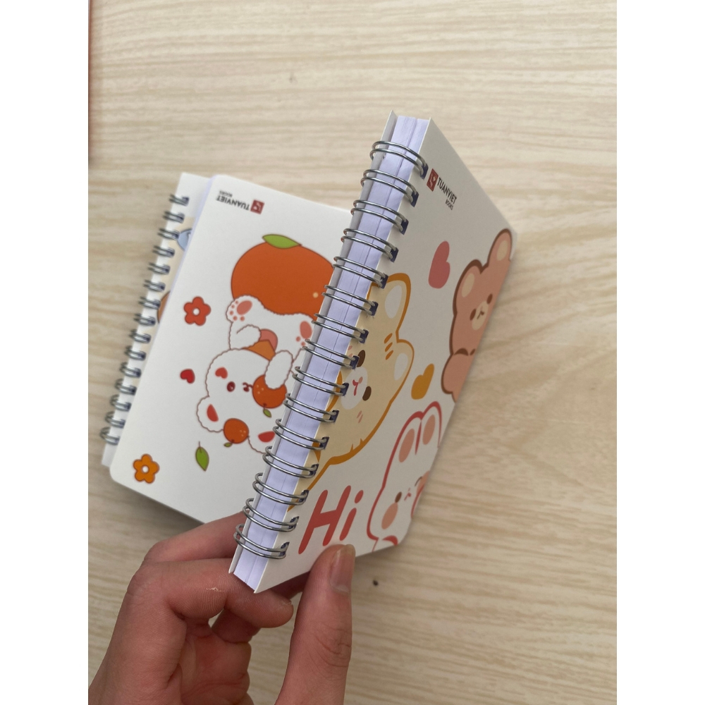 Sổ lò xo kẻ ngang 200 trang A6 Bìa Hoạt Hình Dễ Thương