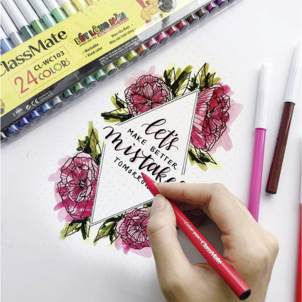Bút Dạ Màu CLASSMATE Chất Liệu Cao Cấp, Màu Sắc Tươi Sáng, Rõ Nét, Không Phai, Túi 12/18/24 Chiếc CL-WC101/WC102/WC103