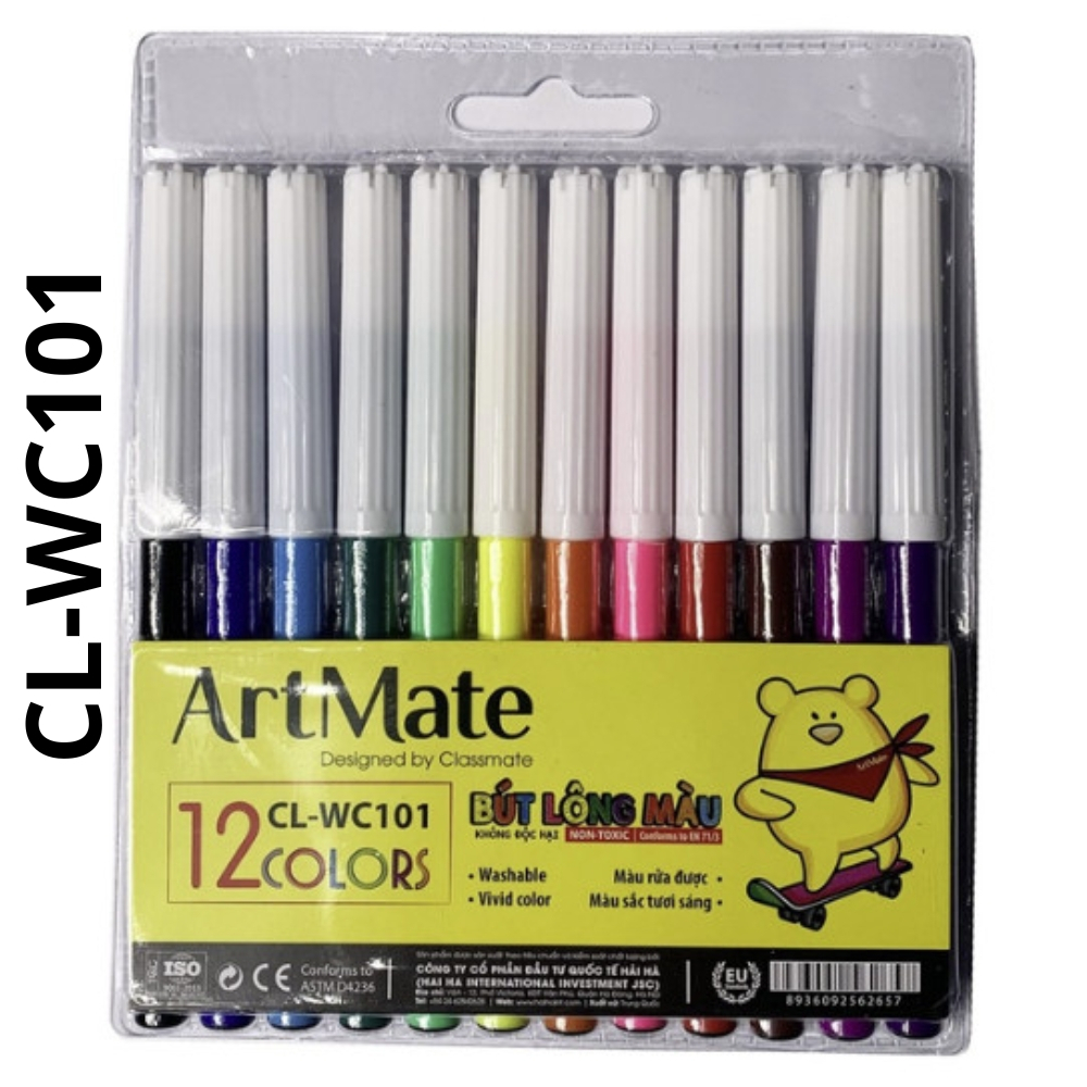 Bút Dạ Màu CLASSMATE Chất Liệu Cao Cấp, Màu Sắc Tươi Sáng, Rõ Nét, Không Phai, Túi 12/18/24 Chiếc CL-WC101/WC102/WC103