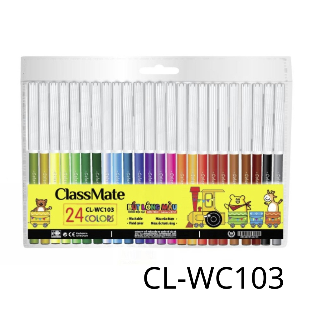 Bút Dạ Màu CLASSMATE Chất Liệu Cao Cấp, Màu Sắc Tươi Sáng, Rõ Nét, Không Phai, Túi 12/18/24 Chiếc CL-WC101/WC102/WC103
