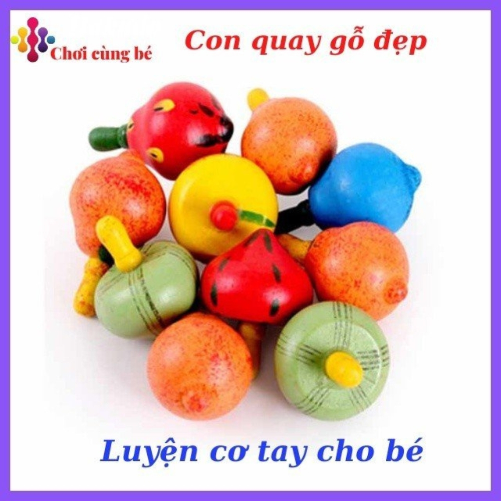 Con quay bằng gỗ nhiều màu cho bé