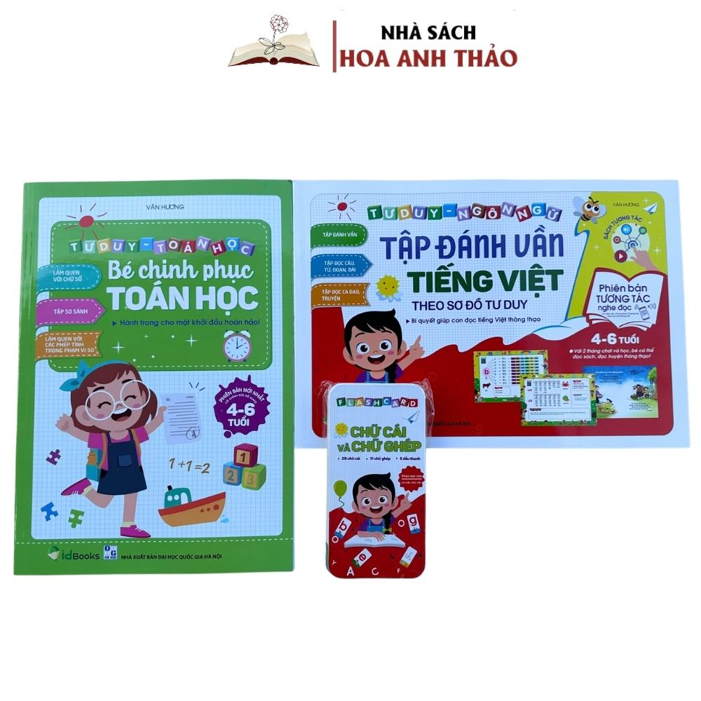 Sách - Tập đánh vần tiếng việt và bé chinh phục toán học kèm flashcard chữ cái