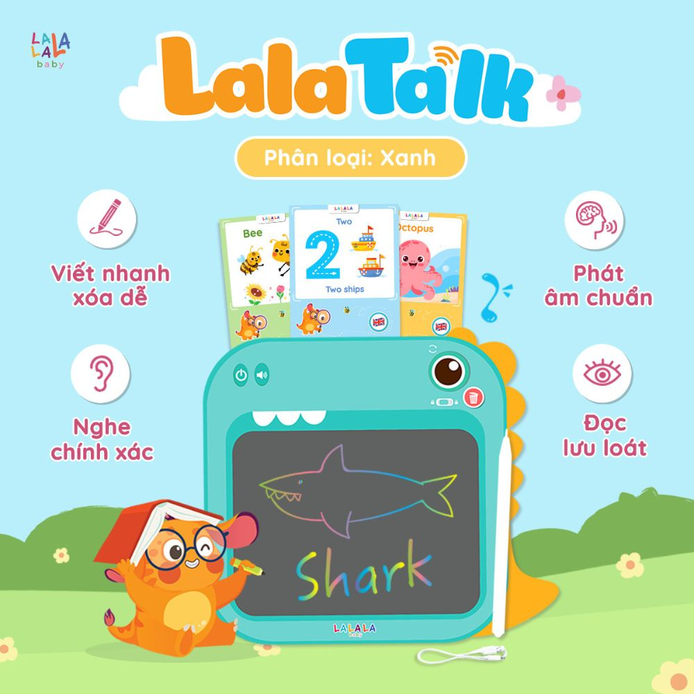 Máy đọc viết Lalatalk máy đọc thẻ song ngữ kết hợp bảng viết tự xóa thông minh Lalala baby