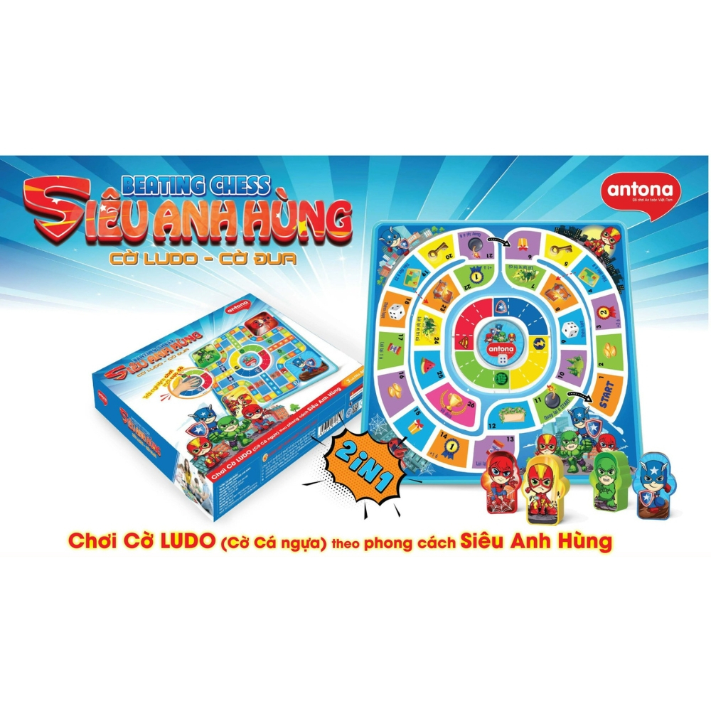 Đồ Chơi Antona 2 In 1 - Cờ LUDO (Cờ Cá Ngựa)