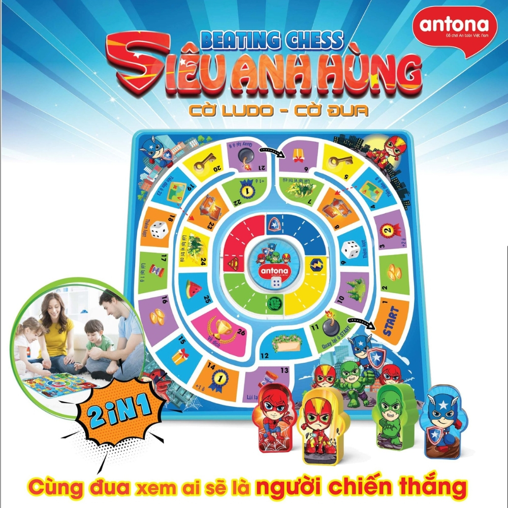 Đồ Chơi Antona 2 In 1 - Cờ LUDO (Cờ Cá Ngựa)