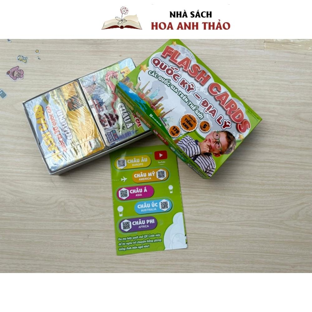 Bộ Thẻ Học Quốc kỳ Các nước Song ngữ (178 nước - 5 Châu lục)