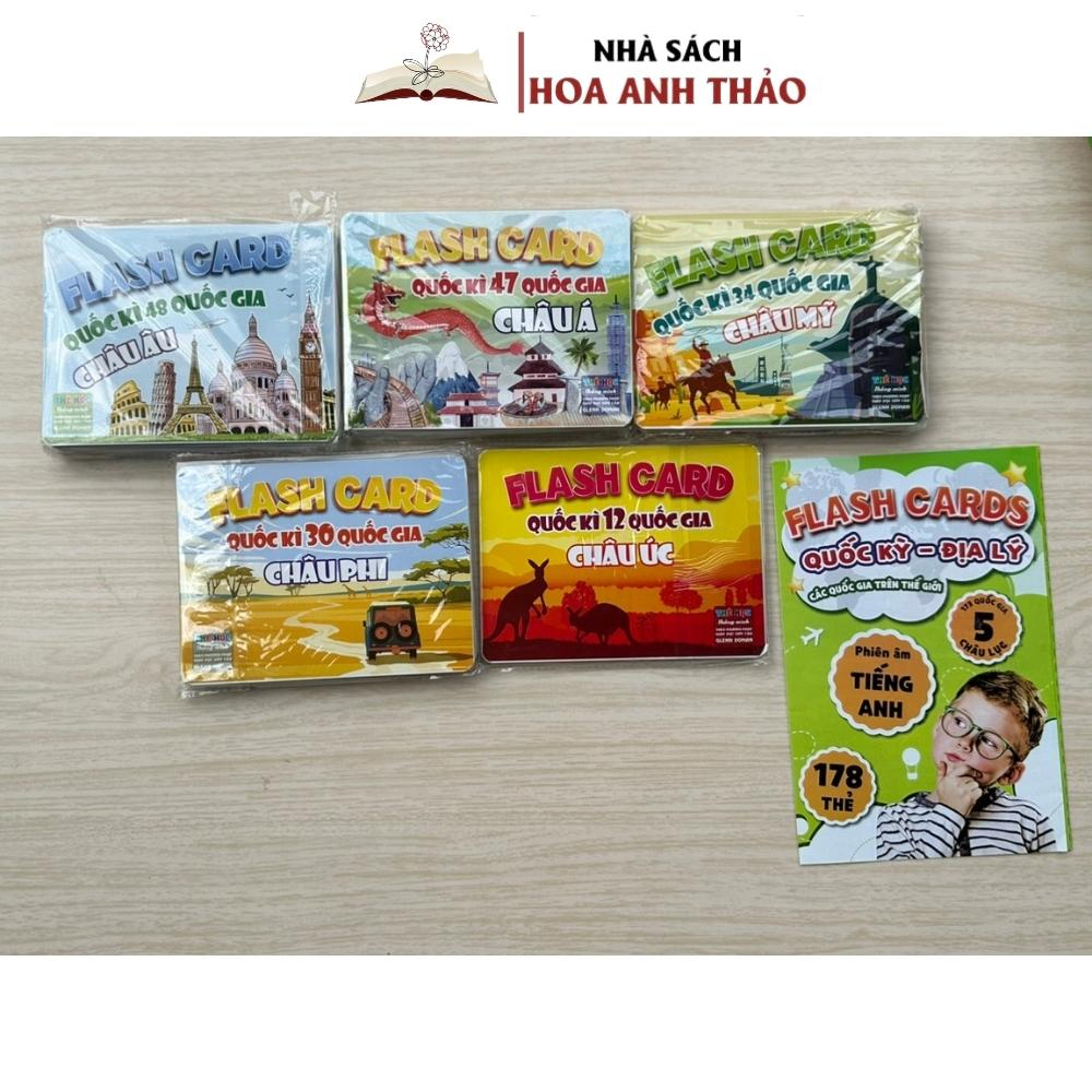 Bộ Thẻ Học Quốc kỳ Các nước Song ngữ (178 nước - 5 Châu lục)