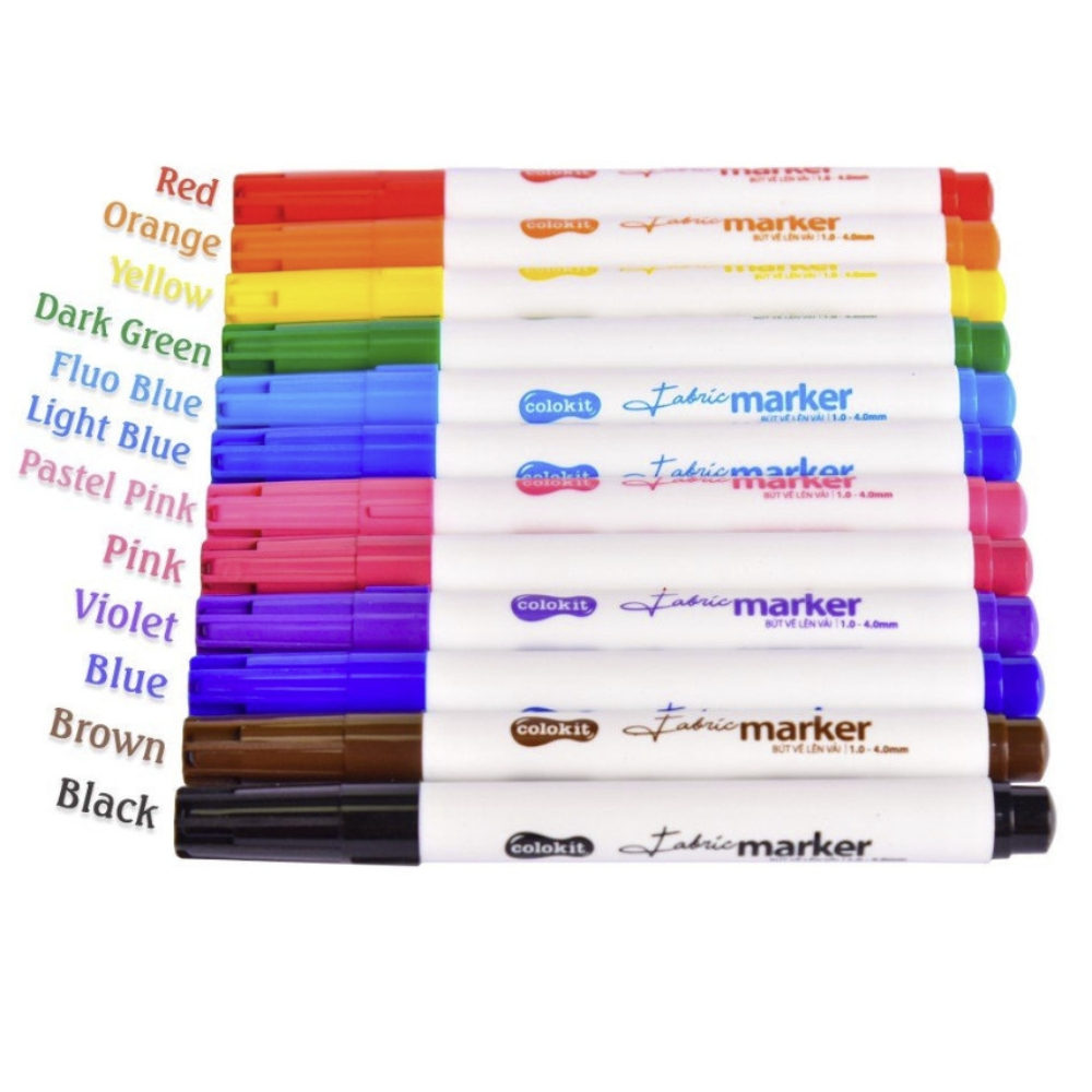 Bút Vẽ Lên Vải 12 Màu Fabric Marker Thiên Long Colokit FM - C002