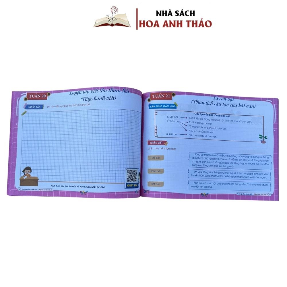 Sách  Hướng Dẫn Cách Viết Tập Làm Văn Lớp 4 Biên Soạn Theo Chương Trình SGK Mới