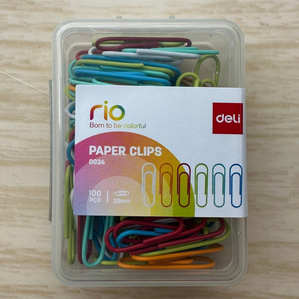 Hộp 100 Ghim Vòng Màu Kẹp Tài Liệu Bằng Kim Loại Nhiều Màu Deli  - E0024