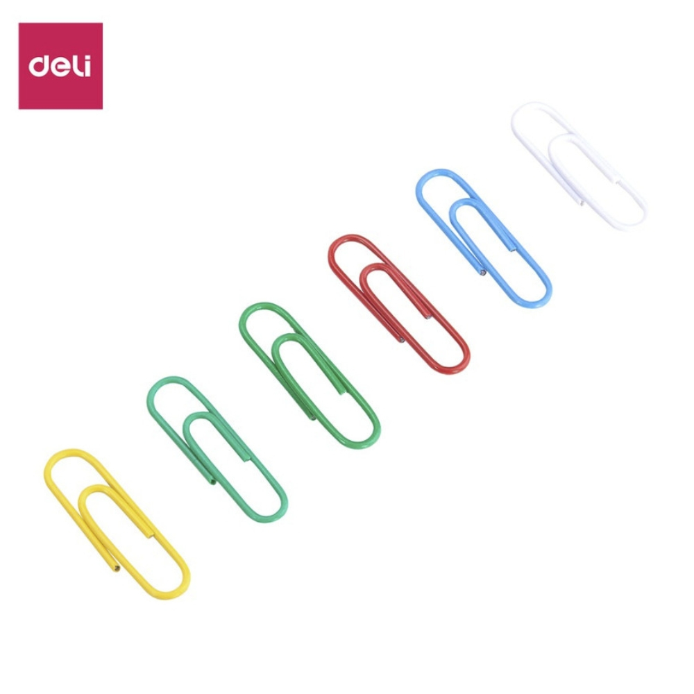 Hộp 100 Ghim Vòng Màu Kẹp Tài Liệu Bằng Kim Loại Nhiều Màu Deli  - E0024