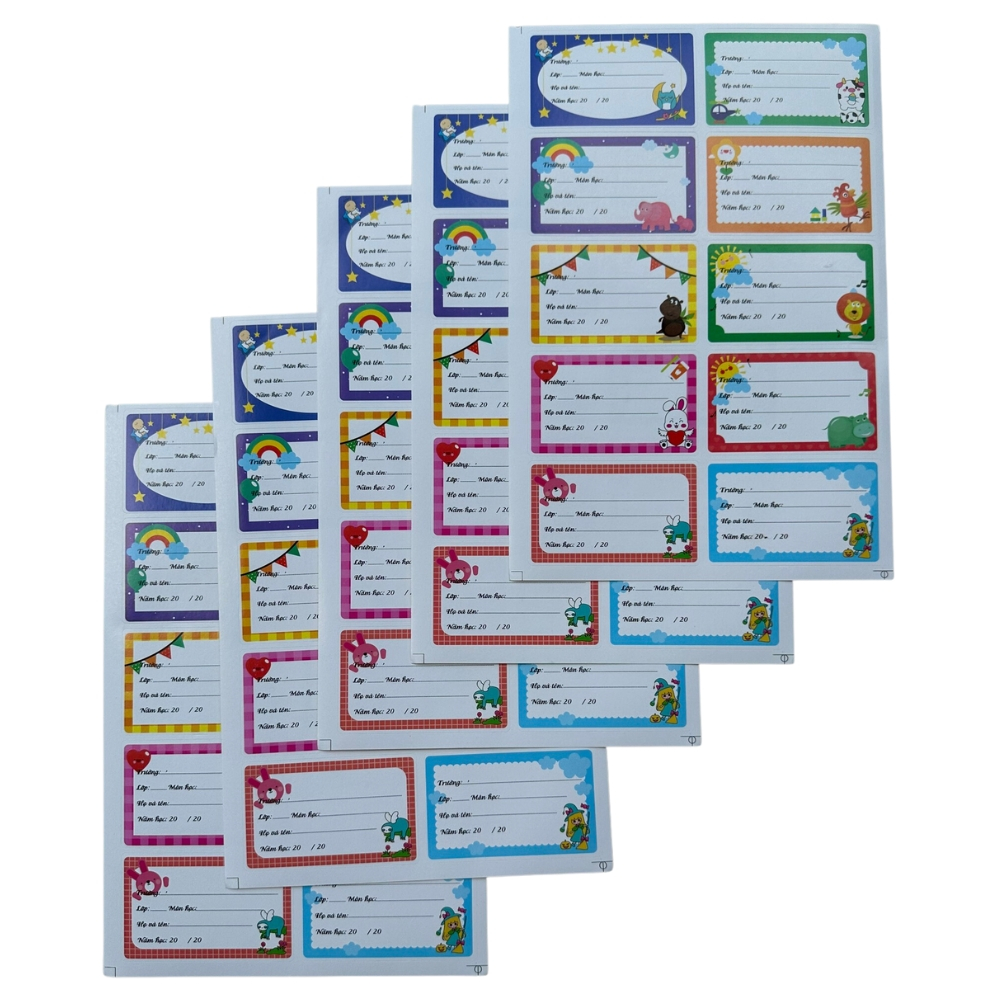 Set 100 Nhãn Vở Có Decan Dán Sẵn Cho Học Sinh