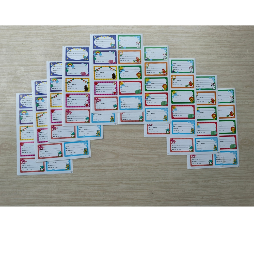 Set 100 Nhãn Vở Có Decan Dán Sẵn Cho Học Sinh