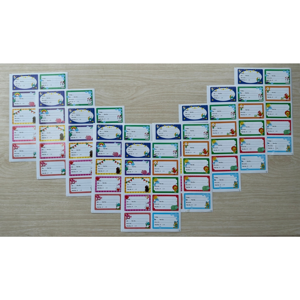 Set 100 Nhãn Vở Có Decan Dán Sẵn Cho Học Sinh