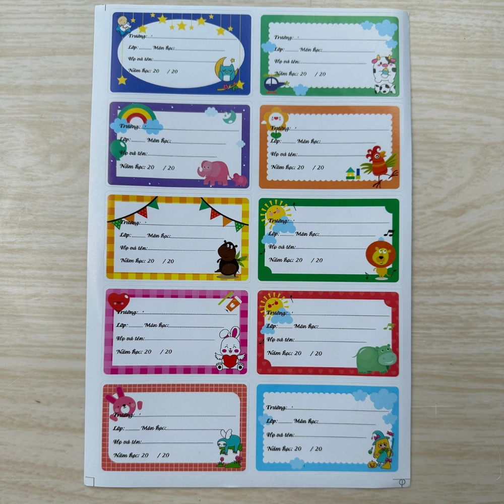 Set 100 Nhãn Vở Có Decan Dán Sẵn Cho Học Sinh
