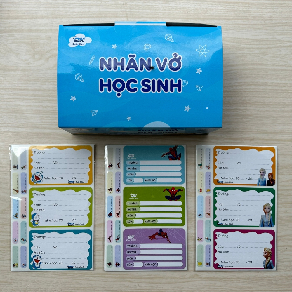 Tập Nhãn Vở  12 Nhãn Kèm Bảng Tên