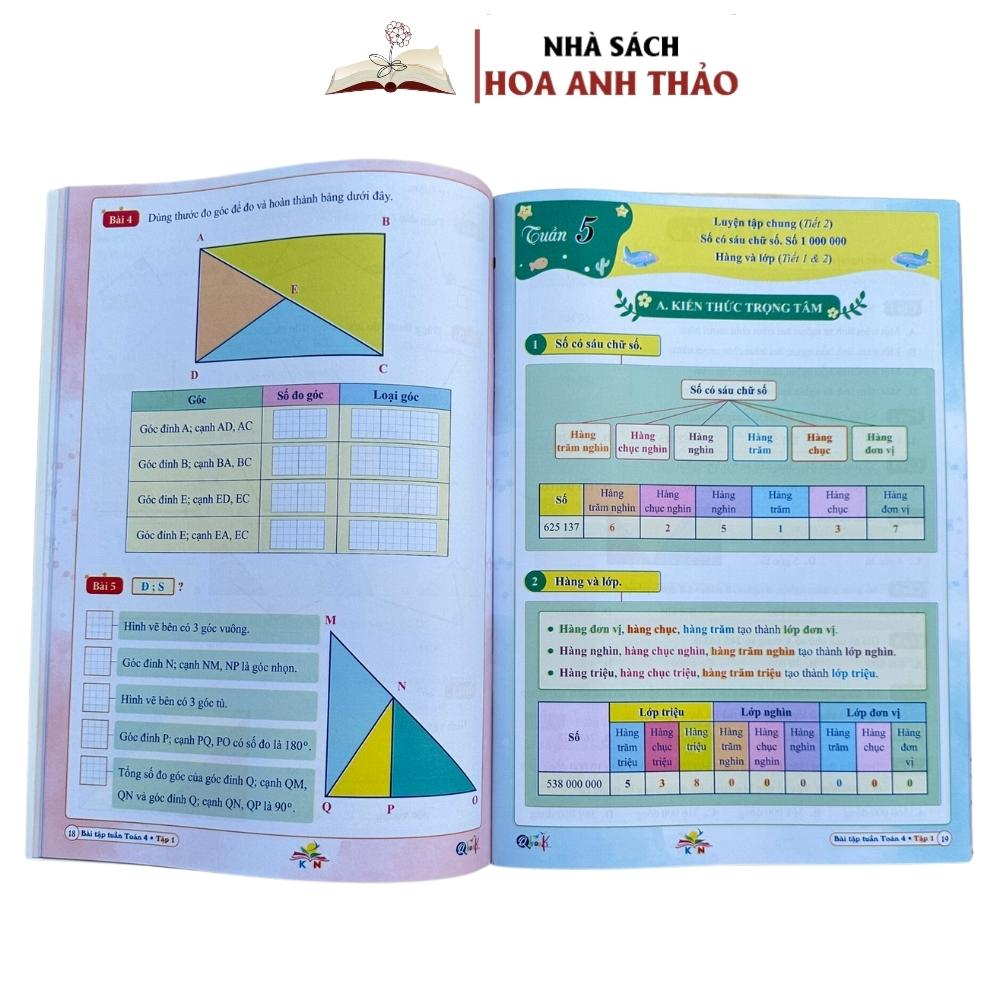 Sách - Bài tập tuần và đề kiểm tra Toán và Tiếng Việt lớp 4 học kỳ 1