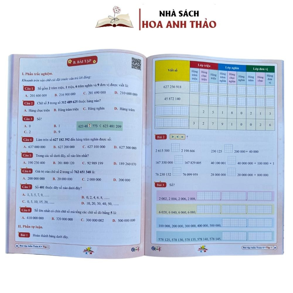 Sách - Bài tập tuần và đề kiểm tra Toán và Tiếng Việt lớp 4 học kỳ 1