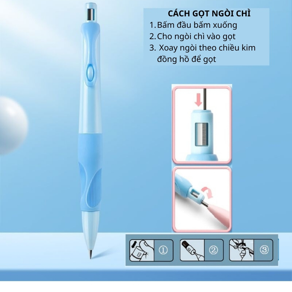 Bút Chì Cá Heo Tập Viết - Bút Chì Bấm 2B Giúp Bé Cầm Bút Đúng Tư Thế Viết Lâu Không Đau, Không Mỏi Tay