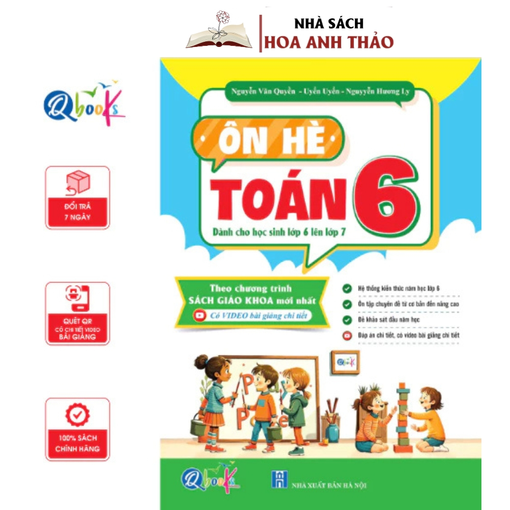Sách - Bài tập ôn hè toán lớp 6 - Dành cho học sinh lớp 6 lên lớp 7 - Sách có video bài giảng - 1 cuốn