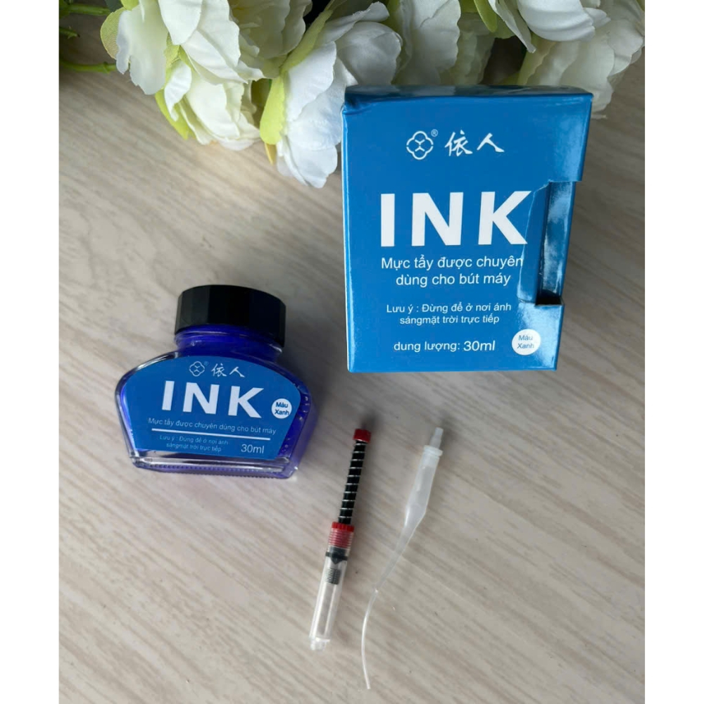 Mực Ink 30ml Tẩy Xóa Được Dùng Cho Các Dòng Bút Máy Tẩy Kèm Pittong Bơm Mực