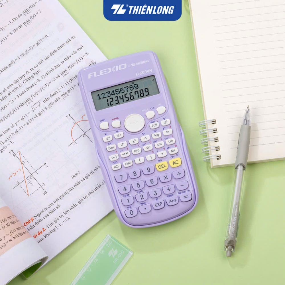Máy Tính Khoa Học Thiên Long Flexio Fx509VN - Có 244 Tính Năng, Màn Hình Hiển Thị 2 Dòng