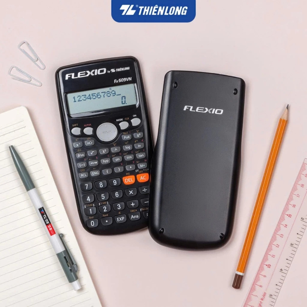 Máy Tính Khoa Học Thiên Long Flexio Fx509VN - Có 244 Tính Năng, Màn Hình Hiển Thị 2 Dòng