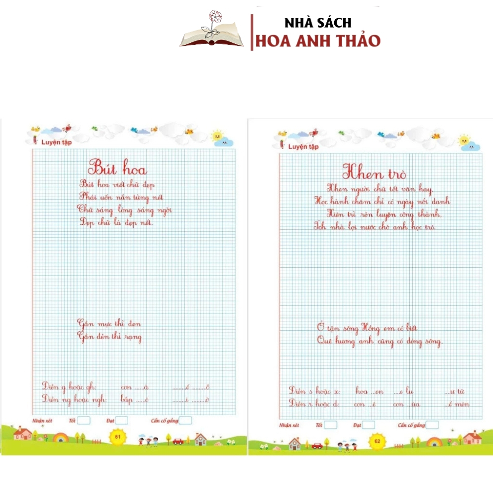 Sách - Vở rèn chữ cỡ nhỏ - Luyện chữ cỡ nhỏ chuẩn 3/4 li cho học sinh tiểu học và người yêu chữ