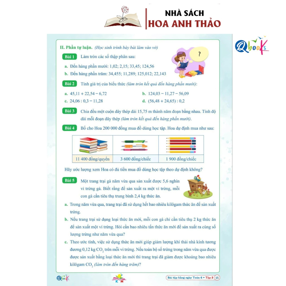 Sách - Bài tập hàng ngày toán lớp 6 tập 1, tập 2 kết nối tri thức -