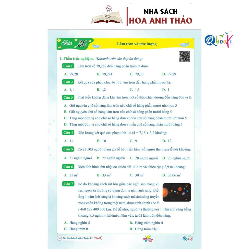 Sách - Bài tập hàng ngày toán lớp 6 tập 1, tập 2 kết nối tri thức -