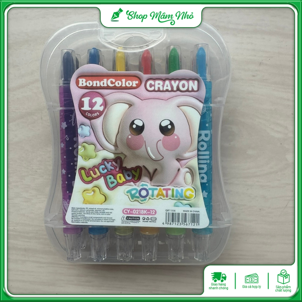 Bút sáp màu vặn Crayon hộp 12/18/24 màu