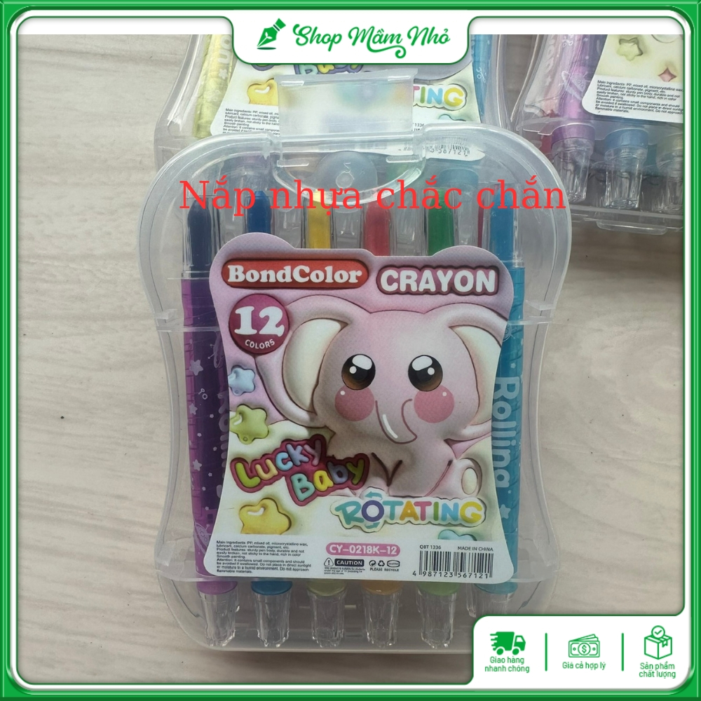 Bút sáp màu vặn Crayon hộp 12/18/24 màu